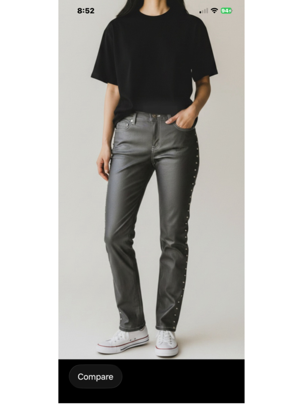 Women's A.Z.I Straight Leg Pants in Grey with Silver Studs size 8